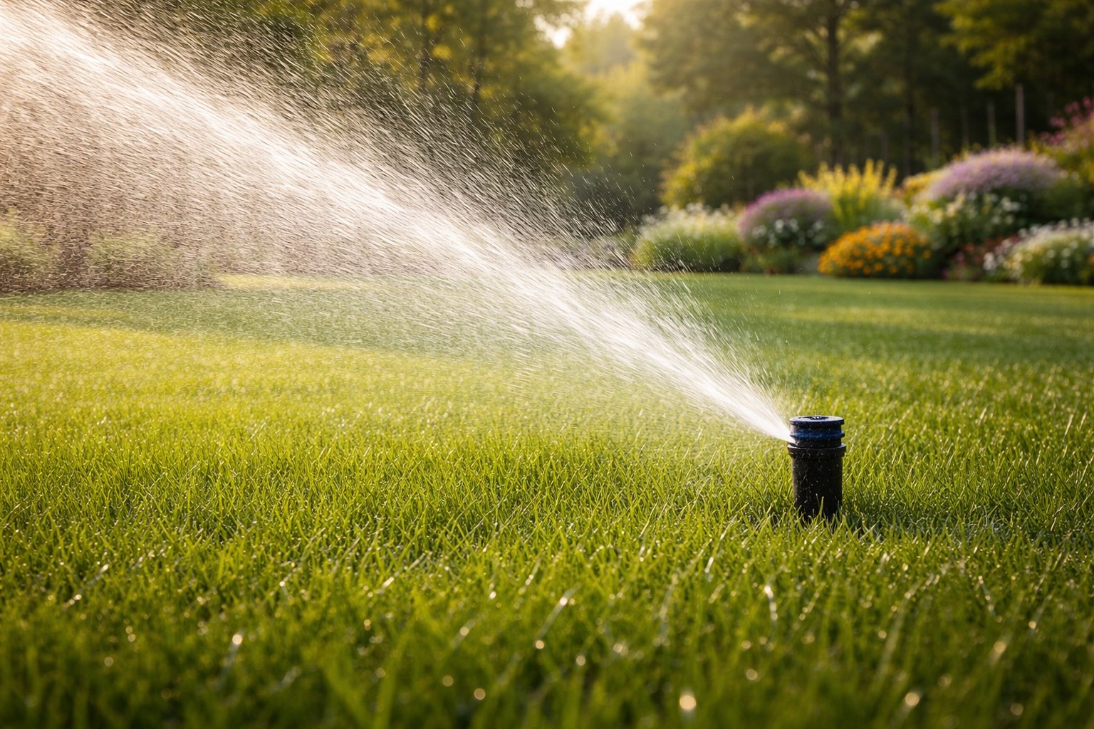Irrigation sprinkler system green lawn Kelowna